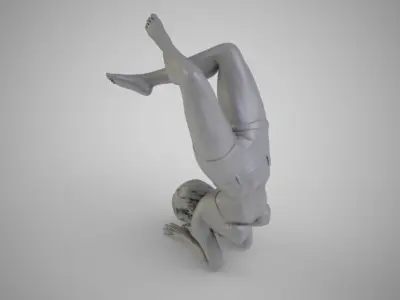 Handstand woman doing 3D print model