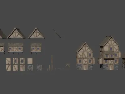 Medieval Village Modular Pack Low-poly 3D model