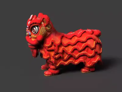 Chinese Lion Dance costume Figure  Low-poly 3D model