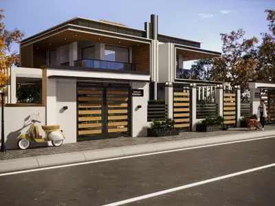 3D Exterior Modern Villa Scene 3D model