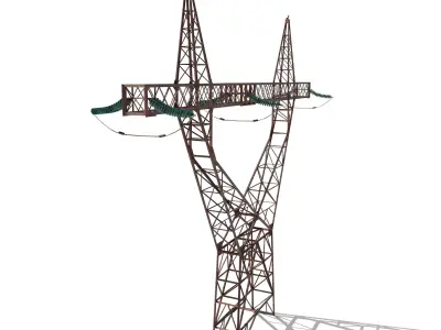 Electricity Pole 4 Weathered Low-poly 3D model