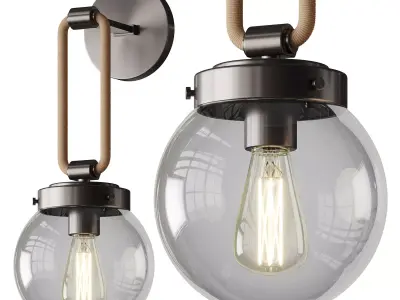 Hooked Globe And Coastal Cottage Rope Globe Sconce 3D model