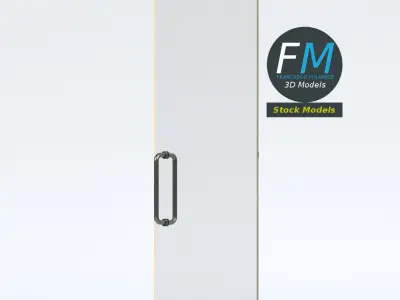 Frameless single glass door 3D model