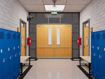 School Hallway Corridor 3D model