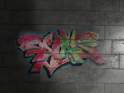 Stone Wall Worn with Graffiti PBR Texture Texture