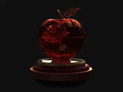 Chinese Crystal Apple with Rose Figure  Low-poly 3D model