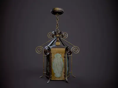a Lamp pendant light with ornate design Low-poly 3D model