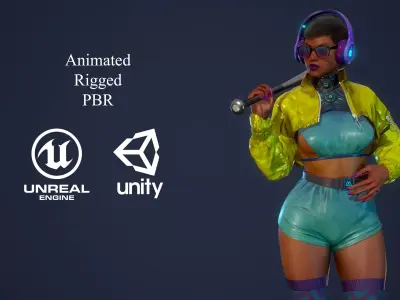 Fighting Girl 2 Low-poly 3D model