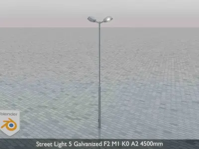 Street Light 5 Galvanized F2 M1 K0 A2 4500mm Low-poly 3D model