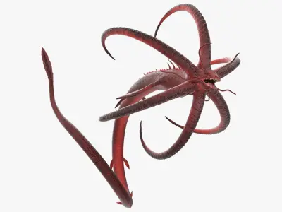  Alien Aquatic Predator with Elongated Limbs Red Rigged for Maya 