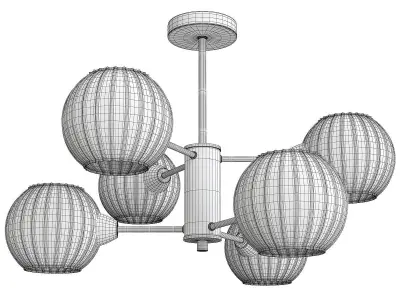 Sirius five light chandelier with glass globes Low-poly 3D model