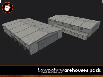 Lowpoly industrial buildings bundle 3D Model Pack