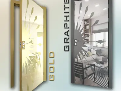 Mirrored door 02 Low-poly 3D model