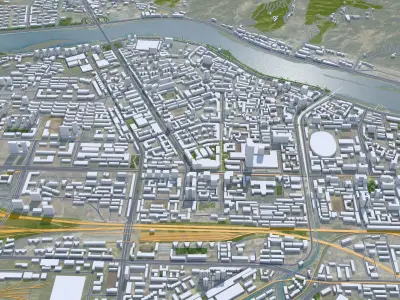 Lanzhou Gansu China 75km Low-poly 3D model