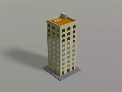 Low Poly Modern City Office Building Low-poly 3D model