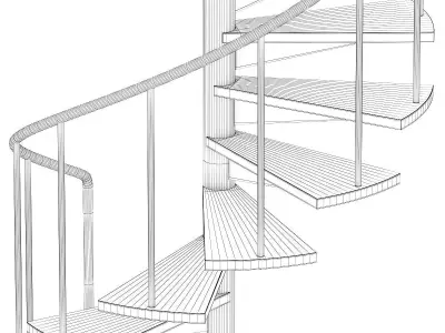 Wooden Spiral Stairs 2 3D model