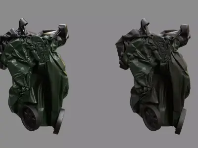 Crushed Trash Can 07 3D model