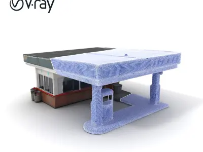 Vintage Gas Station Model Pack with Weathered Textures Low-poly 3D model