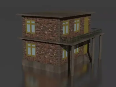 City house low-poly 3D model