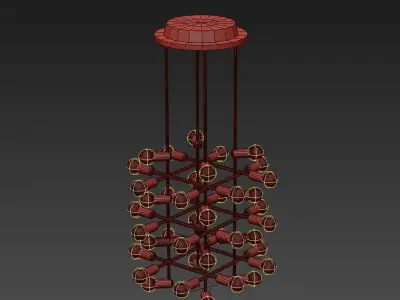 Set of Large Brass Chandeliers with Forty Bulbs 3D model