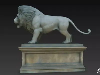 Lion Statue V45 Low-poly 3D model