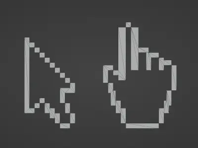 Mouse hand and arrow cursor icon Low-poly 3D model