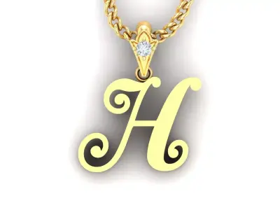 Alphabet V3 Light Gold  Font Pendant H 3D print model