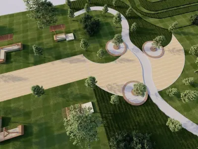 park-public park-Private Park Landscape 3D model