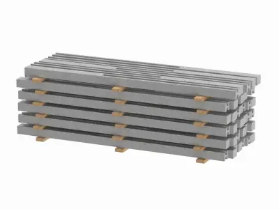 Concrete Slabs On Wood Planks 3D model