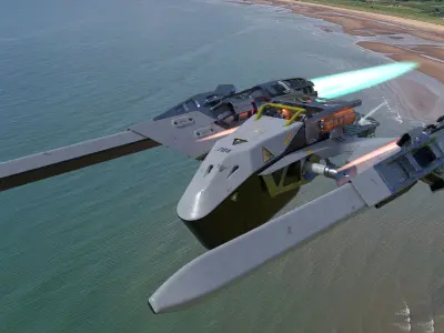 Fully rigged animated Space Fighter 3D model