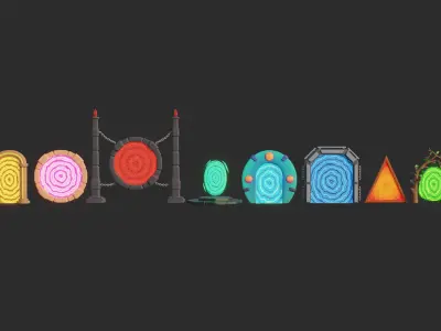 Cartoon Portals Collection Low-poly 3D model