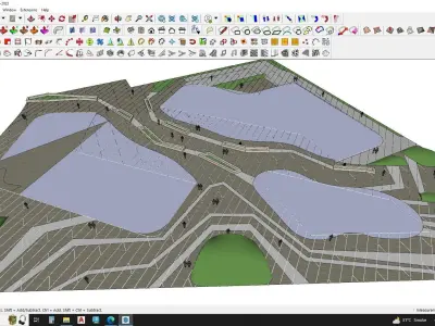 Urban 3d model around highrise building 3D model