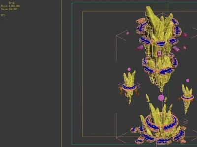 Game Model - broken prominent rock pillars 3D model