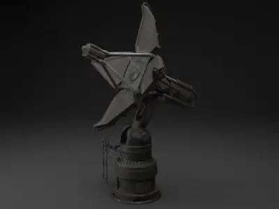 Rigged and Animated Sci-Fi Radar Antenna Low-poly 3D model