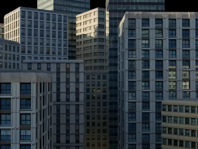 Ultra realistic buildings Low-poly 3D model
