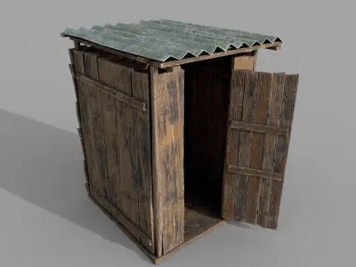 Outdoor Wooden Toilet 2 Low-poly 3D model