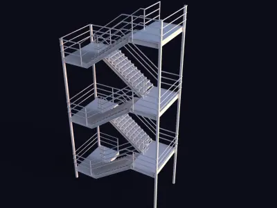 Emergency Exit Stairs Low-poly 3D model