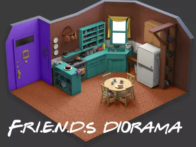 3d printable Friends diorama-monica gellar kitchen  3D print model