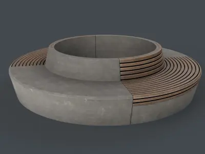 Modern Outdoor Bench 107 PBR Game Ready Low-poly 3D model