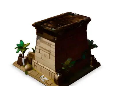 Stylized Egyptian Temple Gate 3D Model Low-poly 3D model