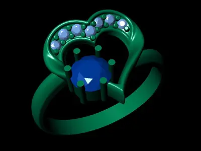 Women Ring 74 beautiful heart shape diamond engagement women 3D print model