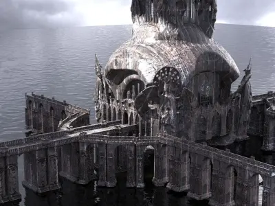 Angelic Cathedral Tower Turrets 3D model