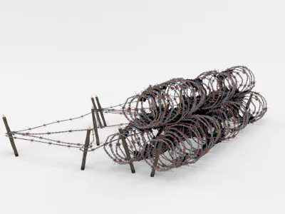 Low Poly Barb Wire Obstacle Low-poly 3D model