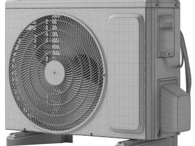 Outdoor unit of the Biryusa air conditioner Low-poly 3D model