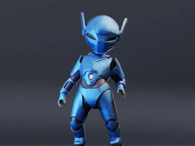 Tiny Robot Rigged Low-poly 3D model