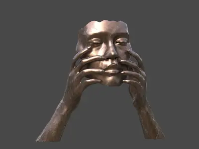 Garden Face sculpture face larger  3D model