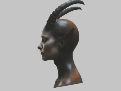 HR Giger Woman Scifi Head Bust Alien Demon Low-poly 3D model