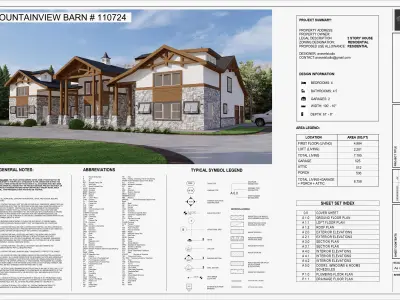 Revit Barndominium House FBX CAD Blue prints 3D model