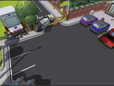 3D low-poly city assets Low-poly 3D model