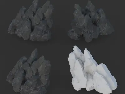 High poly Black Spiky Modular Rock 230715 3D model